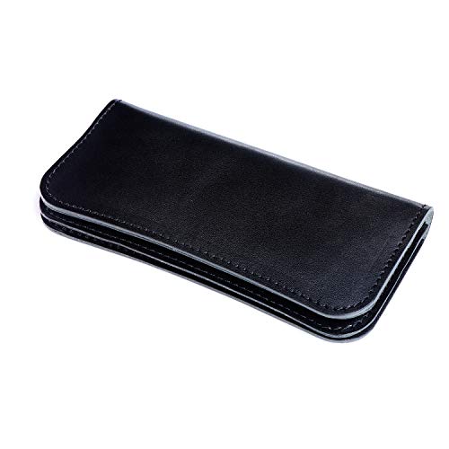 [栃木レザー] 財布 日本製 長財布 牛革 YKK製 スマートウォレット 二つ折り 多機能財布 メンズ (ブラック)