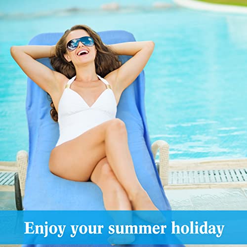 Moukeren 4 Pack Beach Sun Chair Cover, Cotton Chaise Lounge Covers, Thick And Quick Dry Chair Towel For Lounger Pool Sunbathing Garden Hotel Patio Outdoor Indoor, 30 X 84 Inch, Light Blue #TOP4