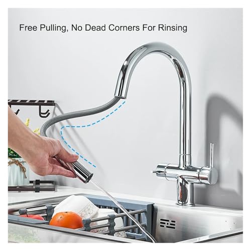 Robinet de cuisine anti-éclaboussures noir mat mitigeur double commande eau pure - 4
