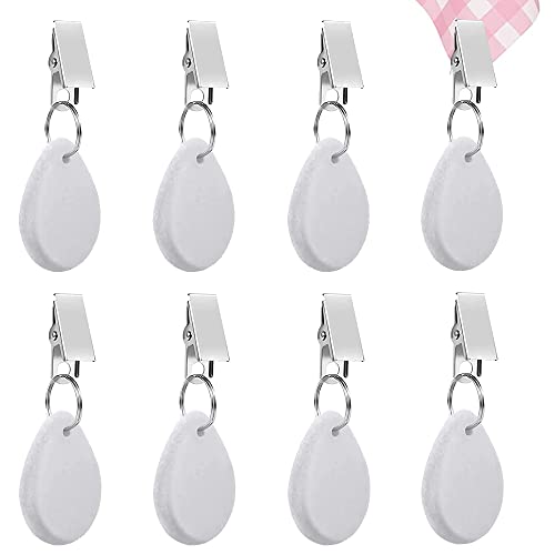 Wuzdy 8 Stück Tischdeckenbeschwerer Marmor, Tischdeckenbeschwerer Set, Tischdeckenbeschwerer Stein, Tischdecken Gewichte, Weiß Oval, Für Familie Party, Camping Picknick, Party, Garten Tischplatten