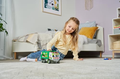Dickie Toys – Action Truck Müllauto – Müllwagen inkl. Mülltonne, mit Sound und Warnlicht, Be- und Entladefunktion, Müllabfuhr für Kinder ab 3 Jahren, Grün/Weiß