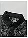 WDIRARA Men's Sexy Lace Button Down Shirts See Through Long Sleeve Collared Tops Party Clubwear Black Large