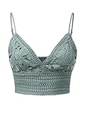 Design by Olivia Women's Textured Open Back Laced V-Neck Crop Top Verdigris S