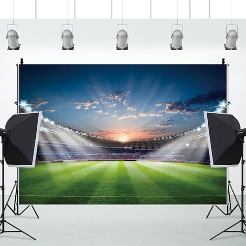 Fondo fotográfico Renaiss 7x5 ft verde estadio fútbol miniatura 3