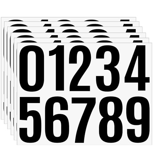 60PCS Number Stickers 6 Sheets 4 Inch Large Vinyl Self-Adhesive Numbers for Mailbox Address, House Numbers, Outdoor Signs, Bulletin Boards, Windows, Doors & Crafts(Black)