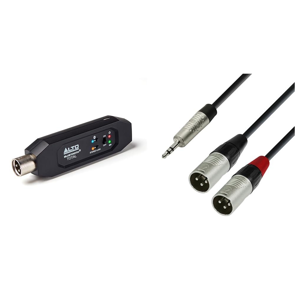 Bluetooth Total 2 - Récepteur Bluetooth XLR pour Tables de mixage et systèmes & Adam Hall Cables 4 Star YWMM 0180 - Câble Audio REAN Mini-Jack 3,5 mm stéréo vers 2 x XLR mâle 1,8 m