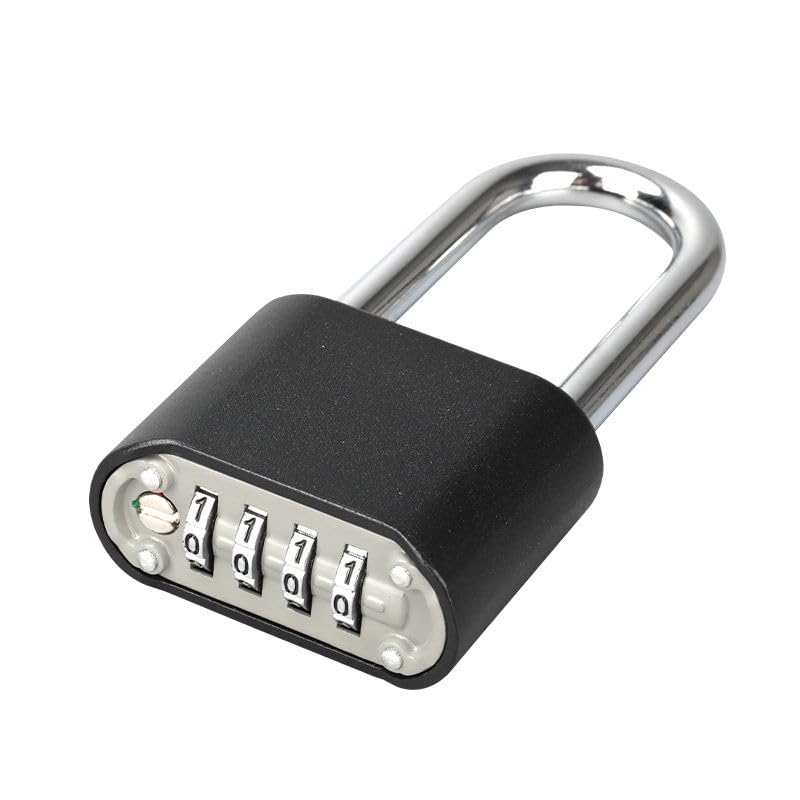 Image of Heavy Duty 4-Digit Combination Steel Padlock | Resettable Code Lock with 10,000 Combinations & 8mm Hardened Steel Shackle | High Security Metal Padlock for Gym, Locker, Gate & Travel (Black)
