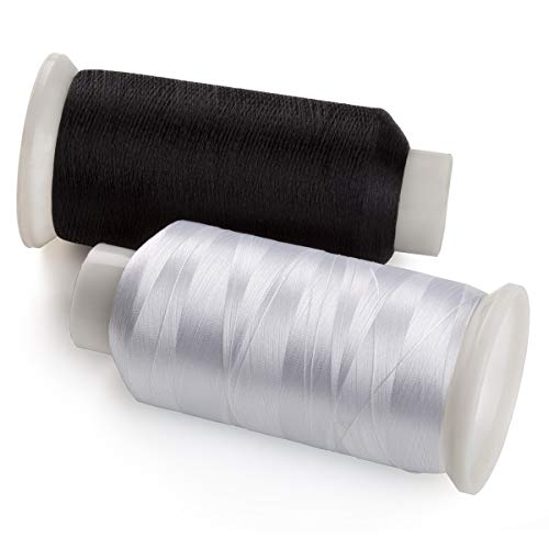Simthread 2 Bobbin Thread For Sewing And Embroidery Machine 1 Black And 1 White 5500 Yards Each - 60Wt Polyester Bobbin Fill Thread Bottom Threads #TOP4