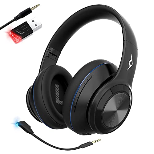 Letton Black Wireless And Wired Gaming Headset With Detachable Mic - Dynamic Eq Compensation Pro Audio, Noise Cancelling Microphone, Ultra-Comfort Over-Ear Headphones #TOP28