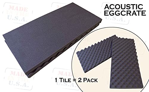 Mybecca Decorative Acoustic Foam Panels Studio Soundproofing Foam 2 Pack - 1.5" X 12" X 24" (Eggcrate) #TOP2
