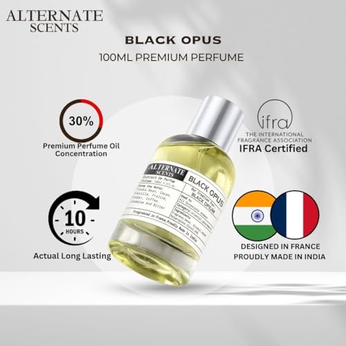 Image of Alternate Scents BLACK OPUS 100ml Long Lasting Perfume For Women |Strong& long Lasting with 30% Oil Concentration|Sweet Gourmand Vanilla| Fragrance From France | Made In India|