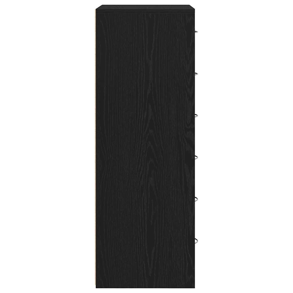 vidaXL Aparador con 6 cajones Roble Negro 50x34x96cm Madera ingeniería, Armario de almacenaje, Mueble aparador, Mueble de almacenaje de Cocina, bufé