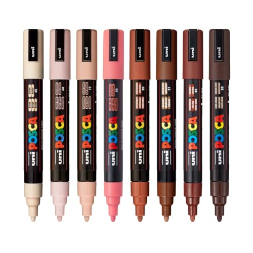 Image of Posca PC-5M Marker | 1.8-2.5 mm Bullet Shaped Tip (Portrait Tone, Pack of 8)