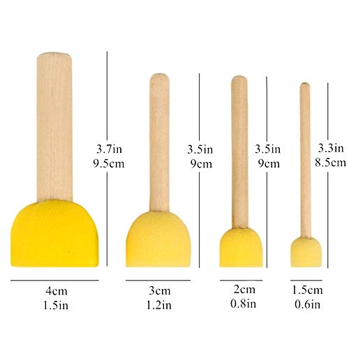 100Pcs Round Paint Foam Brush Set,Wooden Handle Paint Foam Sponge Brush,Painting Tools For Kids Arts And Crafts,4 Size #TOP1