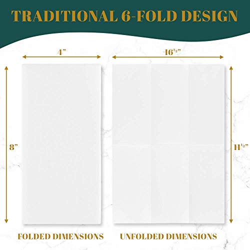 Montopack Disposable White Linen-Feel Guest Towels | Soft, Absorbent, Cloth-Like Hand Napkins For Powder Room, Kitchen, Bathroom, Parties, & Weddings | 50 Pack, 8”X4” (Folded) 11.5”X16.5” (Unfolded) #TOP2