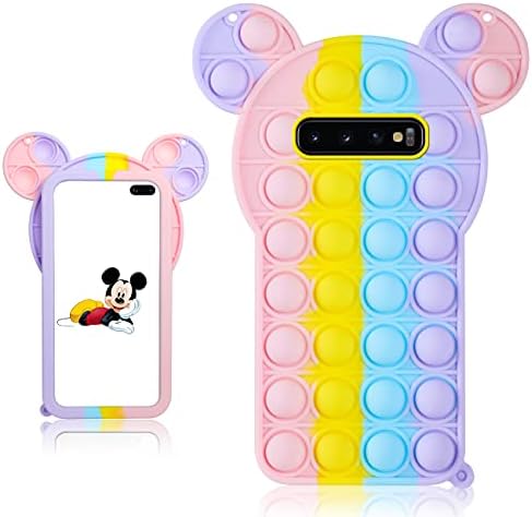 Qerrassa Color Mouse Classic Silicone Case for Samsung Galaxy S10,Cute Fidget Cartoon Cover Kids Girls Fun Soft Cases Funny Design Fashion Stylish Kawaii Unique Protector for Samsung Galaxy S10