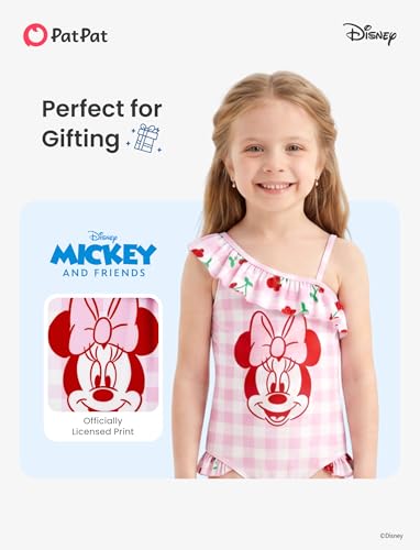 Image of Disney Stitch Frozen Marvel Minnie Mouse Girls Swimsuits Ruffle One Piece Bathing Suits UPF 50 Swimwear Quick Dry Size 2-13Y