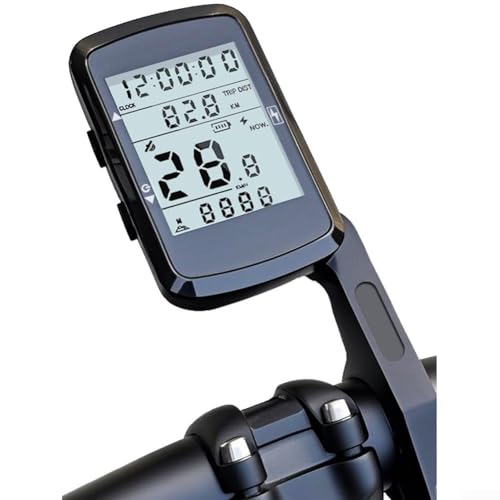 CWOQOCW Ordinateur GPS de vélo avec écran LCD de 6,1 cm sans fil, compteur de vitesse, compteur kilométrique, affichage rétroéclairé, batterie de 28 heures, design portable (ordinateur + base)
