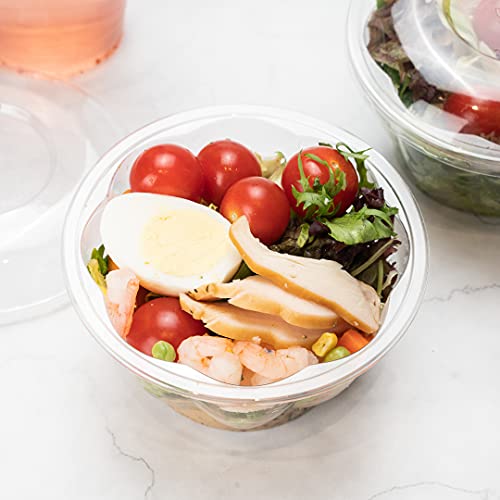 Restaurantware Thermo Tek 16 Ounce Disposable Salad Bowls 500 Round Deli Bowls - Avoids Cracks And Leaks Sustainable, Clear Plastic Salad Container Bowls, For Hot And Cold Foods Lids Sold Separately #TOP7
