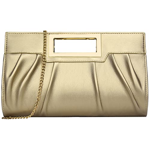 Image of KKXIU Women Clutch Purse Elegant Pleated Evening Bag for Wedding Prom Bridal with Chain Strap