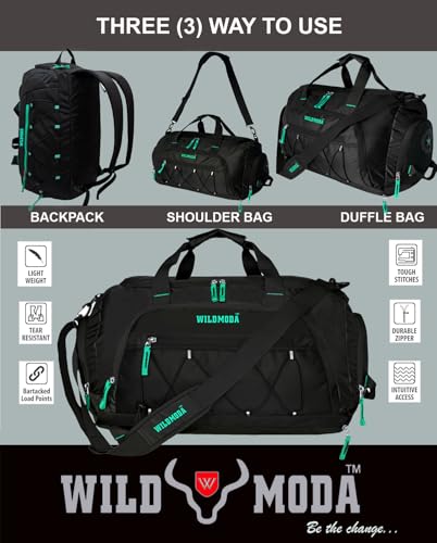 Image of 50L Duffel Travel Bag with Multiple Pockets | Ideal for Gym & Outdoor Trips (Black & Blue)