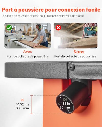 Ponceuse à Broche Oscillante dÉtabli 2000 trmin Course 16 mm VEVOR 5 Manchons Bande Abrasive 610 x 98 mm pour Travail du Bois - vue 7