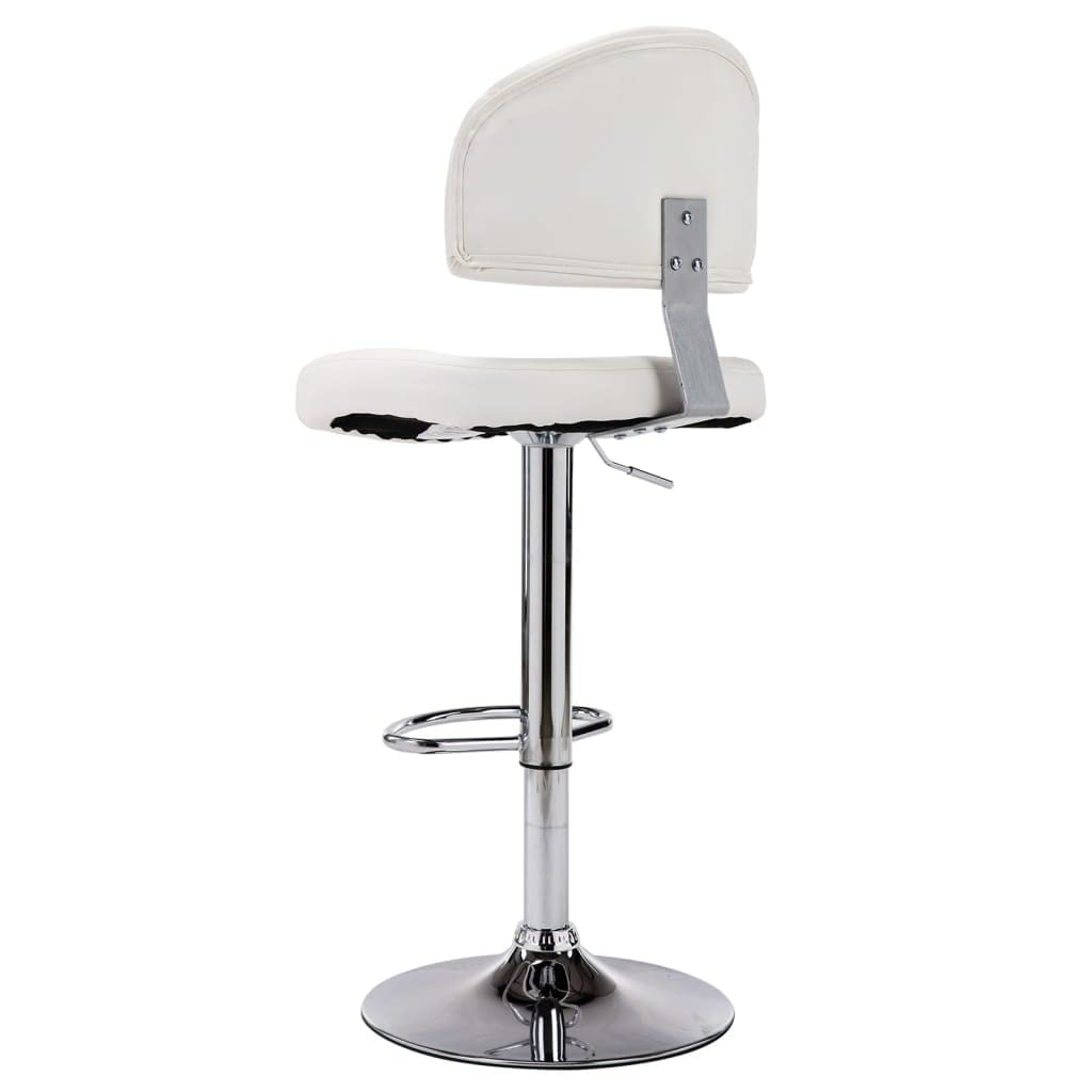 Taburete de bar ergonómico para mayor comodidad con funda de piel sintética blanca y muelle de gas, taburete giratorio con reposapiés y altura regulable, diseño atemporal