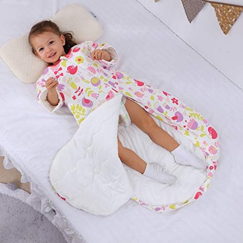 MIKAFEN Baby Sleeping Bag Long Sleeves Winter 3.5Tog 100% Organic Cotton Sleeping Bag (32-36in/18-30 Months)