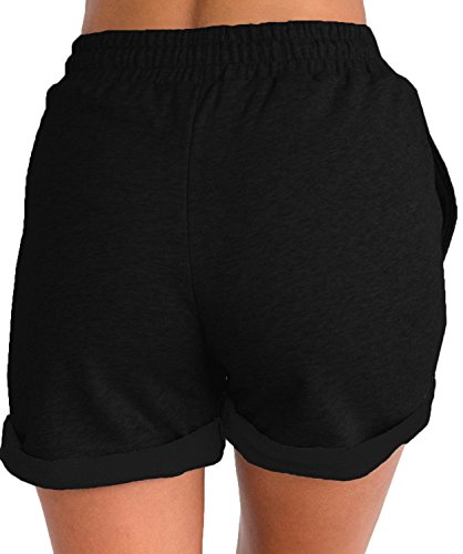 Shorts de praia feminino de verão Tengo com cordão, Preto, XX-Large