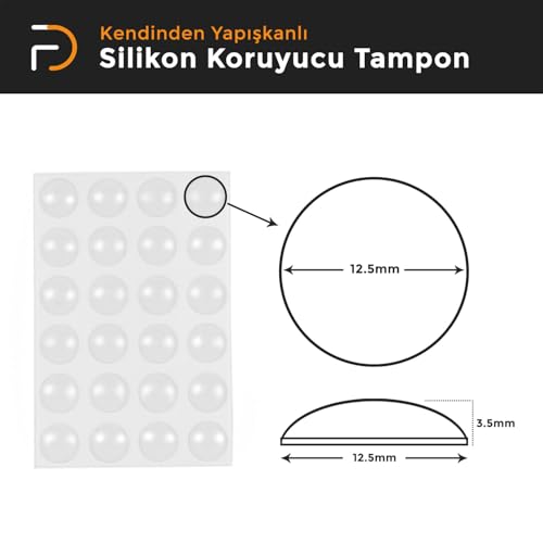 Furndiy Şeffaf 72 Parça Kendinden Yapışkanlı Ses Kesici - Cam Masa Pabucu - Çekmece ve Dolap kapısı için Yumuşak Kapanma Tamponu - Mobilya koruyucu - Üçlü paket