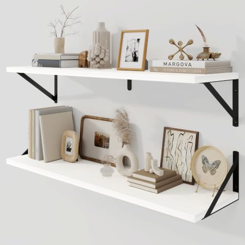 Fun Memories Schweberegal, 90 x 20 cm, 2er Set Wandregal mit Metallhalterungen, dekoratives Wandregal für Wohnzimmer, Schlafzimmer… – Ansicht 1