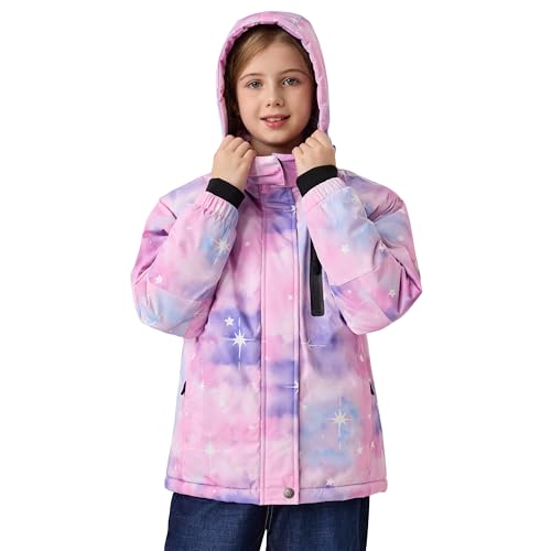 MoFiz Girls Ski Jacket Warm Winter Jacket Windproof Fleece Winter Coat Snow Jackets with Zipper Pockets3