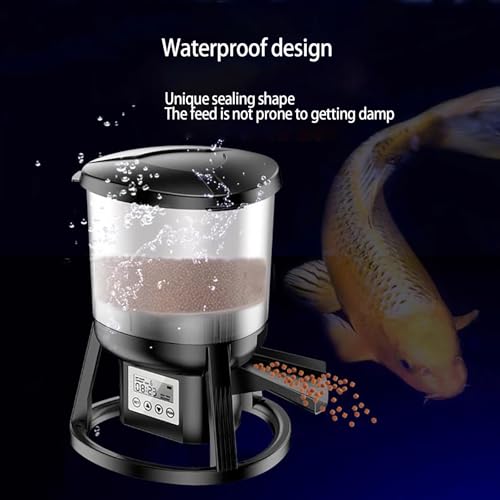 Mangiatoia automatica per pesci da 6 litri con display LCD, design impermeabile, spray a 3 velocità, 6 modalità di temporizzazione per stagni e acquari, adatta per pellet da 3-10 mm