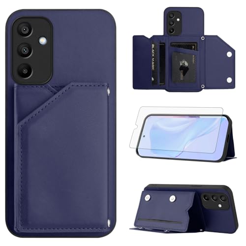 Étui portefeuille Samsung A15 en cuir cellulaire de haute qualité avec verre trempé