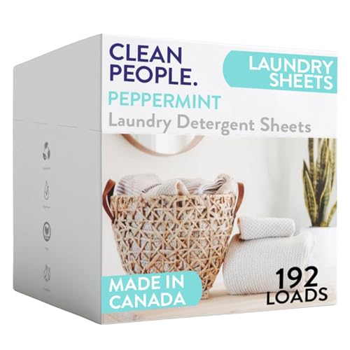 The Clean People Laundry Detergent Sheets - Laundry Soap - Ultra Concentrated, Recyclable Packaging, Stain Fighting - Peppermint, 192 Pack