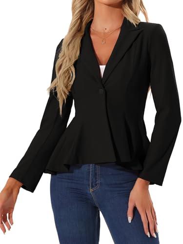 Allegra K Peplum Blazer for Women's Dressy Single Button Business Casual Work Blazer