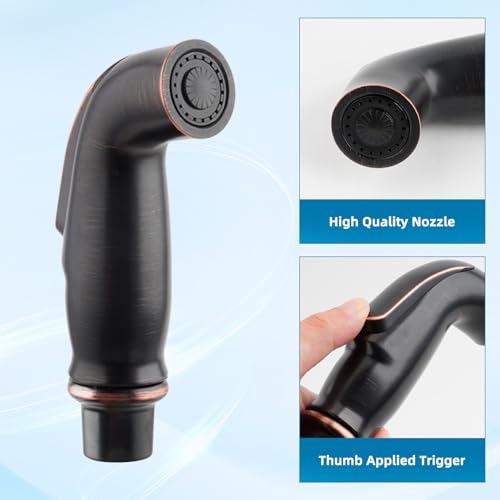 Image of Universal Kitchen Sink Side Sprayer Compatible with Moen, Oil-Rubbed Bronze | NSF /ANSI /CAN 372 Certified, Kitchen Sink Faucet Sprayer Attachment with Quick Connectors /Hose /Holder, Pull-Out Sprayer Nozzle