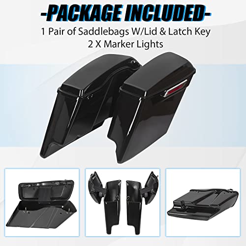 ECOTRIC 5'' Hard Saddle Bags Trunk Extended Compatible with 1993-2013 Harley Davidson Road King Glide Softail All Touring Models (Stretched Vivid Black W/Lid & Latch Key) by ECOTRIC - Image 6