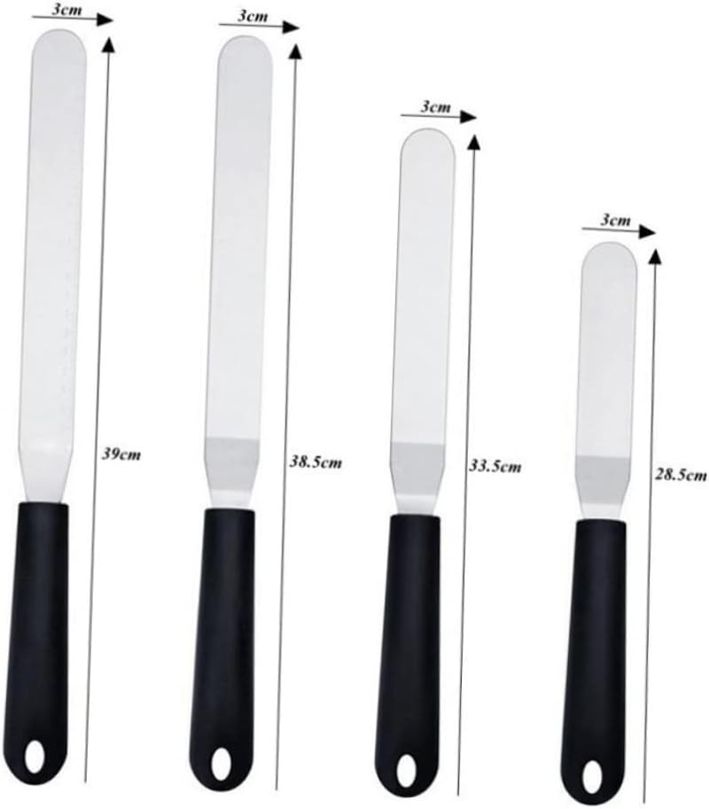 Zerodeko Plastic Handle Cake Icing Spatula Set 4Pcs Stainless Steel Scraper for Baking Flexible Kitchen Supplies for Cake Decorating and Cream Spreading