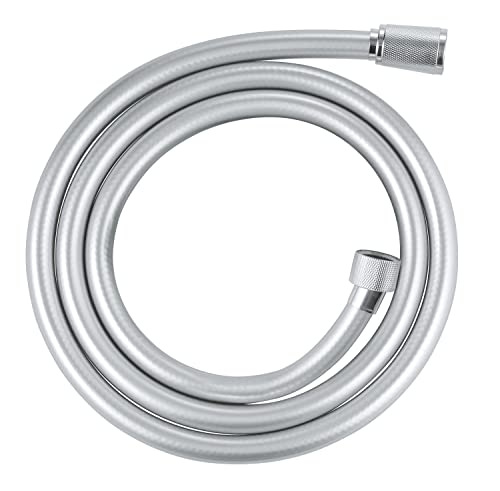 GROHE VitalioFlex Silver Long-Life TwistStop, Shower Hose 1.5 m (Tensile Strength 50 kg, Pressure Resistance Up to 12 Bar