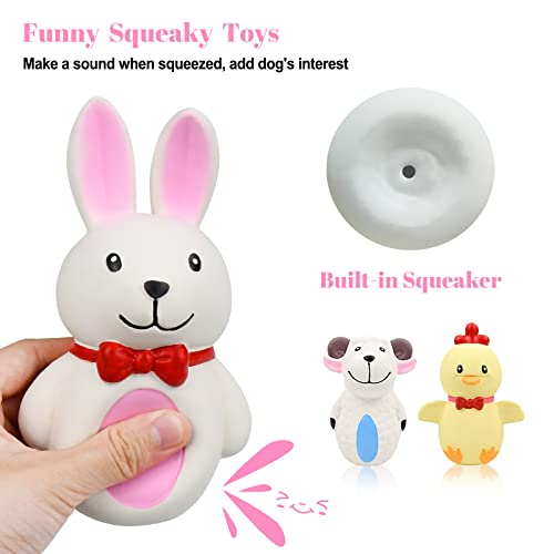 Malier 3 Pack Easter Dog Toys, Soft Latex Rubber Dog Squeaky Toys Cute Dog Toys, Funny Bunny Chicken Animal Sets Dog Chew Toys For Small Medium Dogs Puppy #TOP2