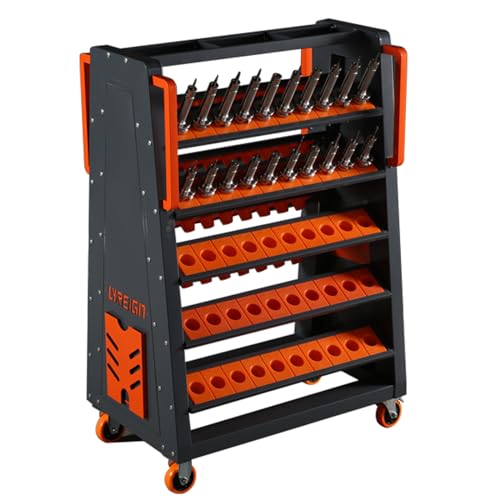 LYREIGN BT50 CNC Tool Holder Storage Cart, Industry Cutting Tool Keeper, Wheels Rolling Cart for CNC Machinists and Workers