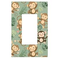 1 Gang Single GFCI Outlet Covers Decorator/Rocker Light Switch Wall Plate Playful Monkeys Electrical Device Face Plug Plate Cover for Dimmer Receptacle USB Outlet