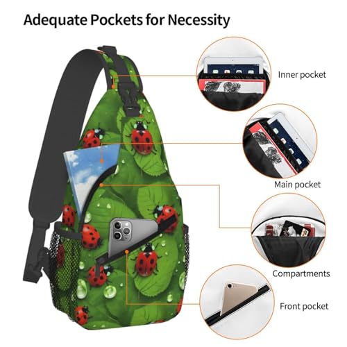Bolso cruzado con estampado de hojas y mariquitas para senderismo miniatura 4