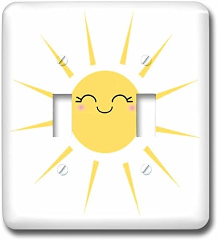 3dRose (lsp_113063_2) Smiling happy sun - cute kawaii yellow sunny smiley face - summery sunshine on white - sweet summer - Double Toggle Switch image 5