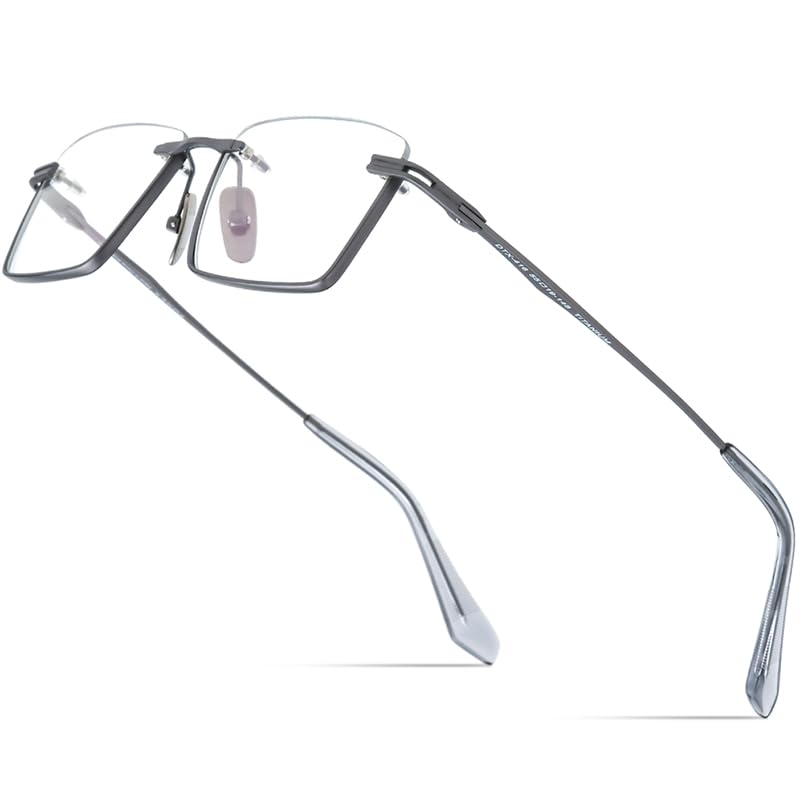 Image of FONEX Pure Titanium Glasses Frame Men Semi Rimless Square Eyeglasses Eyewear DTX416