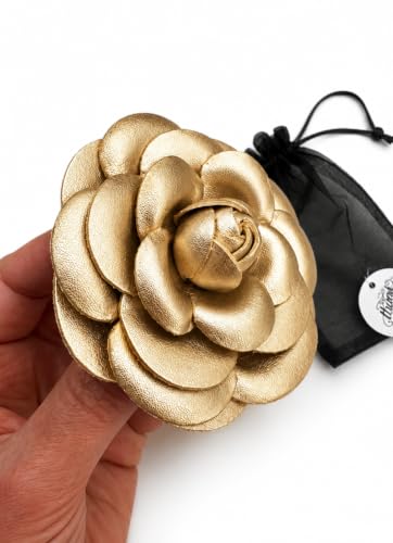 Image of Vintage Style Elegant Camellia Fabric Flower Brooch Pin Scarf Bridal Dress Wedding Accessories Jewelry Gift