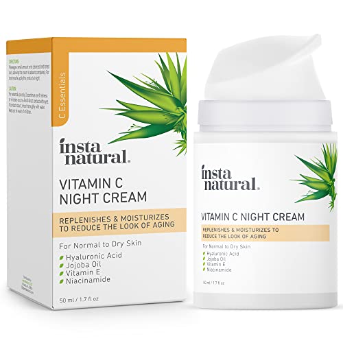 InstaNatual Vitamin C Night Cream, Night Moisturizer for Face with Hyaluronic Acid, Jojoba Oil, Vitamin E and Niacinamide, Vitamin C Face Cream