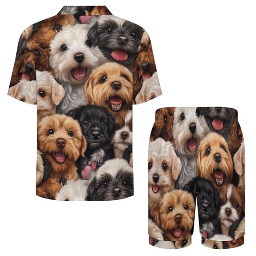 Cute Dog Puppy Print Mens Pajamas Set Short Sleeve Sleepwear Summer Pjs Sets 2 Piece Loungewear Nightwear4
