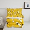 Feelyou Cute Bees Comforter Set - Twin Size, Cartoon Bee & Flowers Bedding Set, Nature Spring Garden Decorative Comforter for Kids, Girls & Boys - Yellow & Black Comforter with Inner Fill #4